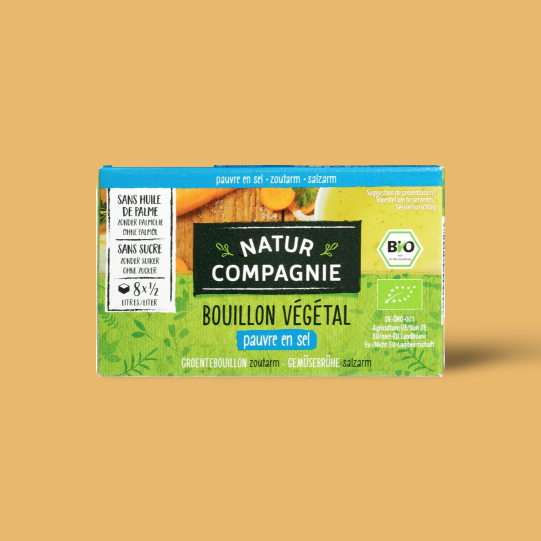 Vegetable bouillon cubes low in salt
